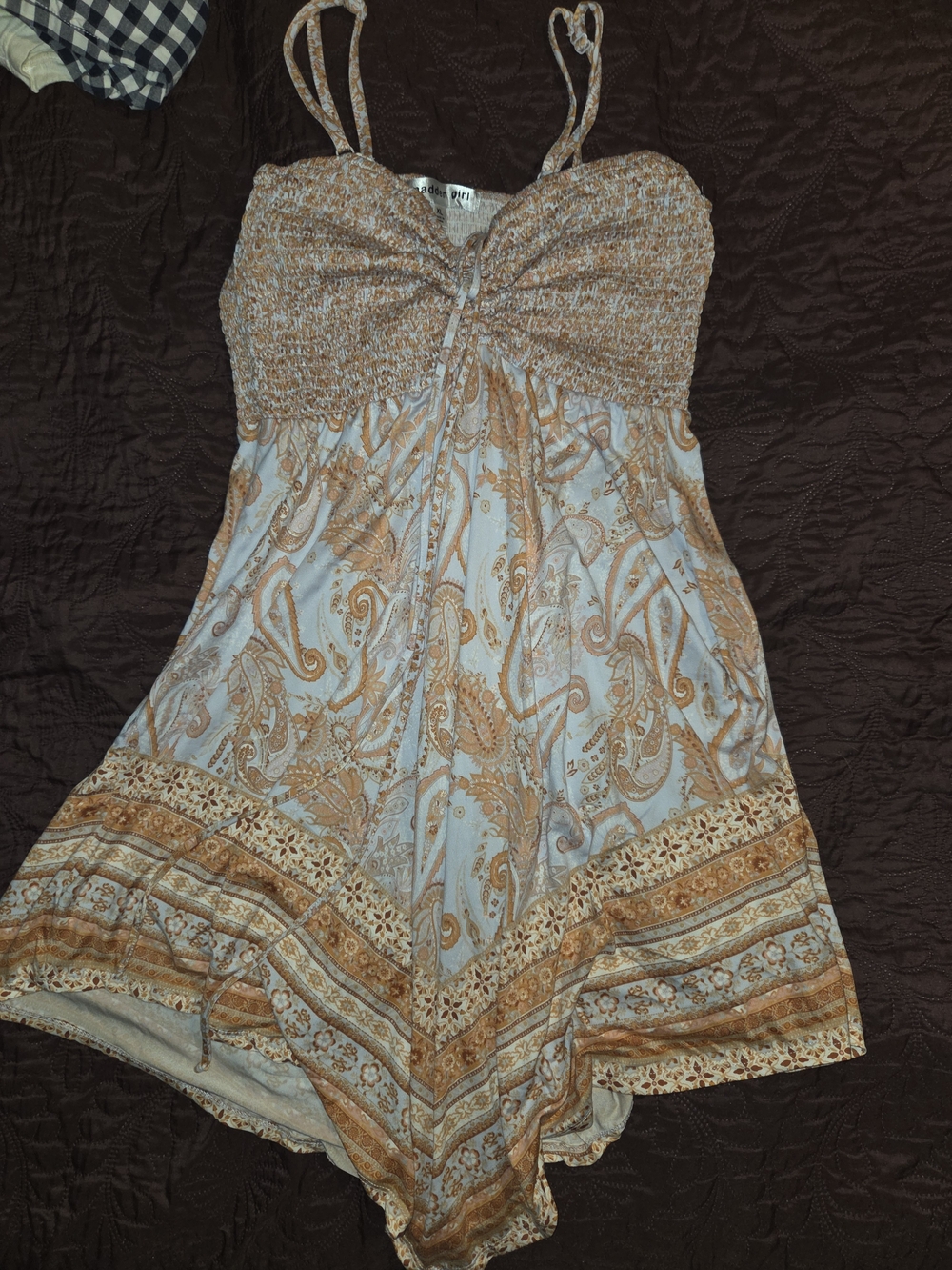 Madden Girl Light Blue and Beige Paisley Mini Dress